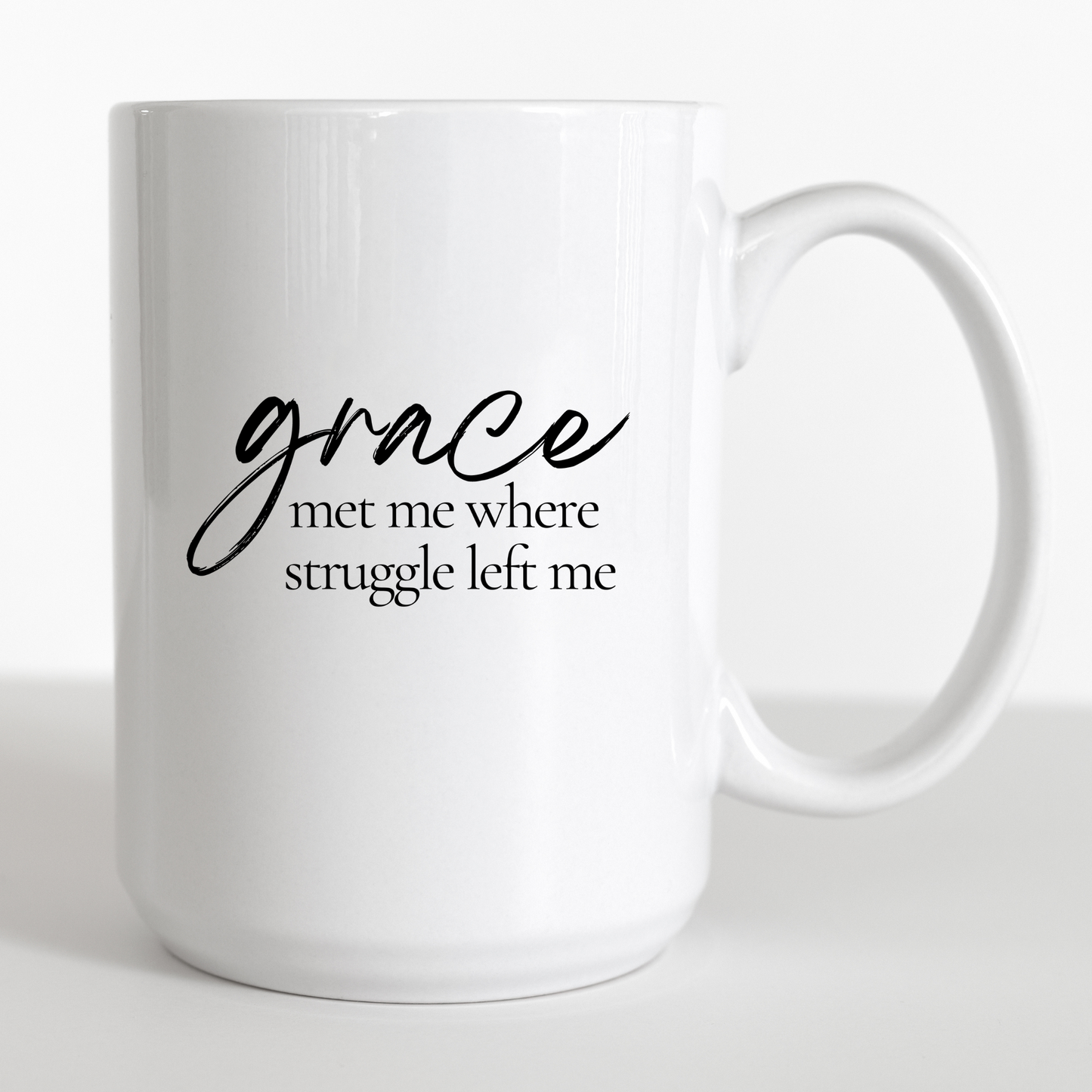 grace met me where struggle left - 15oz mug